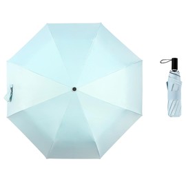 SoulRain 43" Travel Sun & rain Umbrella, Lightweight Windproof Umbrella, Portable Lightweight Compact Parasol with 95% UV Protection for women and men(Light blue)
