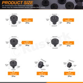 Rustark 14Pcs Double Flares Adapters Tool Kit Replacement Head Fit 3/16, 1/4, 5/16, 3/8, 7/16, 1/2, 5/8 Inch OD Tubing Expander Double Flaring Tool for Tubing Expander Flaring Replacement