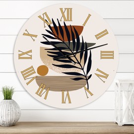 Designart 'Tropical Leaf Silhouettes and Shapes IV' Modern wall clock - 36 in. high, 36 In. Wide