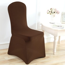 10 PCS Brown Spandex Chair Covers Dining Room Stretch Chair Covers Protector for Living Room Banquet Wedding Party Dining Decoration (Brown)