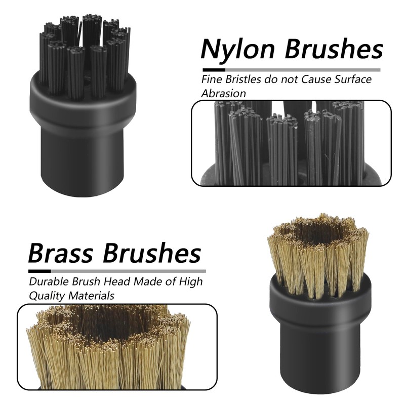 Steam Cleaner Attachments, 10 PCS Steam Cleaner Brush Head, Brass