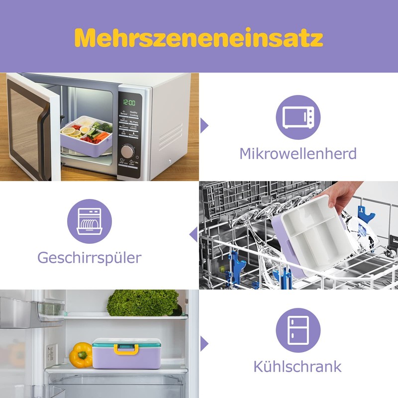 MVKV Brotdose Kinder mit Fächern - Lunchbox Erwachsene Kinder -