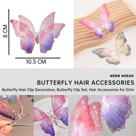 2 Stück Schmetterling Haarschmuck Mädchen, 3D Schmetterling Haarspange Realistische Bunte Bewegliche Schmetterling Haarspangen Für Frauen Hochzeit Party Dekoration Heimdekoration