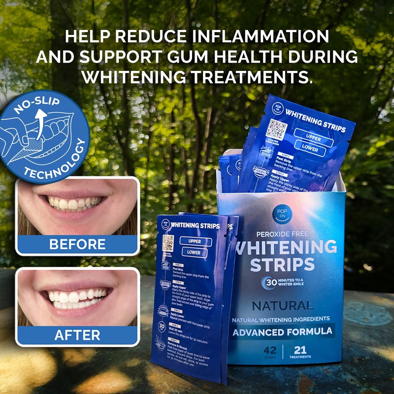 Teeth Whitening Strips by Pop On, 14 Strips, 7-Day Treatment,