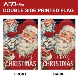 AnyDesign Santa Claus Christmas Garden Flag Vertical Double-Sided Xmas Yard Flag Ho Ho Ho Merry Christmas Farmhouse Holiday Outdoor Decorative Flag for Patio Garden Lawn, 12.5 x 18 Inch