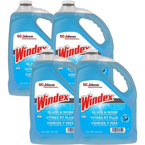 Windex® Glass & Multi-Surface Cleaner (696503),Blue 128 ounce, pack of 4