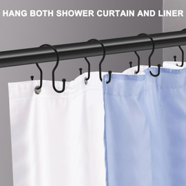 Double Shower Curtain Hooks Rings,24 Pcs Rustproof Metal Shower Hooks for Shower Curtain,Glide Smoothly Double Shower Rings for Curtain,Shower Curtain Hangers Rings for Bathroom Shower Rod(Black)