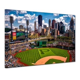 TAOMI PNC Park Skyline Landscape Kids Room Canvas Wall Art for Boy Bedroom Gym Baseball Field USA Sport Artwork Print Home Office Wall Décor Frame 12x16inch House Dormitory