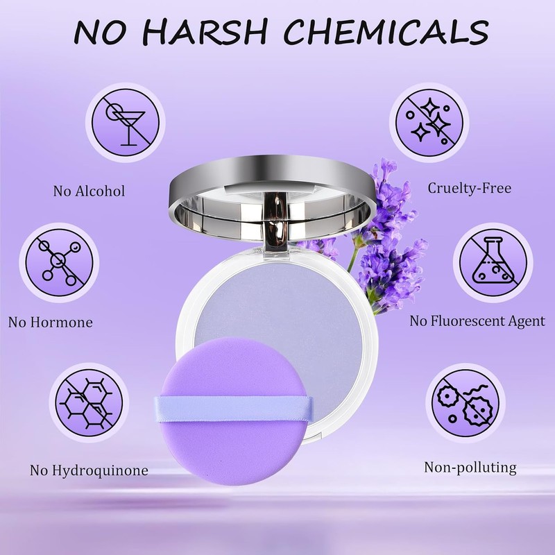 Polvo Compacto, Polvo Traslucido, Mate de Lavanda, Control de Aceite