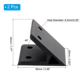 PATIKIL 45 Degree Angle Corner Brackets, 2Pcs 2.36x1.77 Inch Aluminum Extrusion Profile Accessories Corner Brace Joint Connectors for 3060 Series (Black)