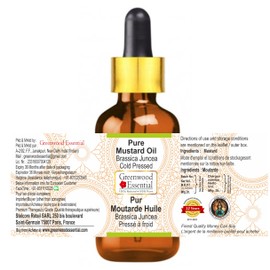 Greenwood Essential Mustard Oil (Brassica juncea) with Glass Dropper | Cold Pressed | Natural | Undiluted | For Diluting Essential Oils | For Skin & Massage | Men & Women | 30ml (1 oz)