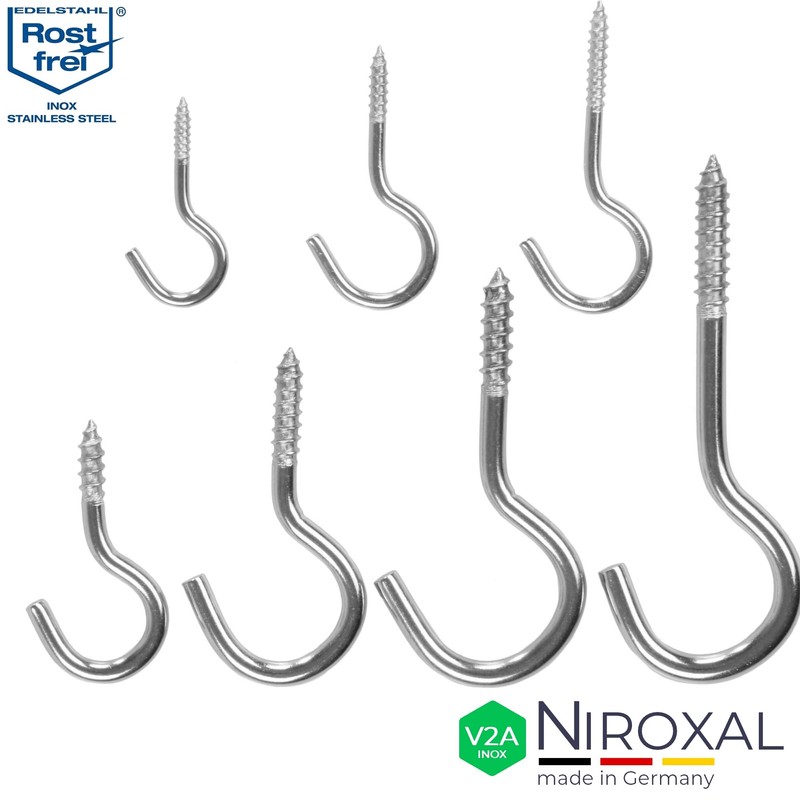 NietFullThings Screw Hooks Stainless Steel Ceiling Hook with Screw V2A