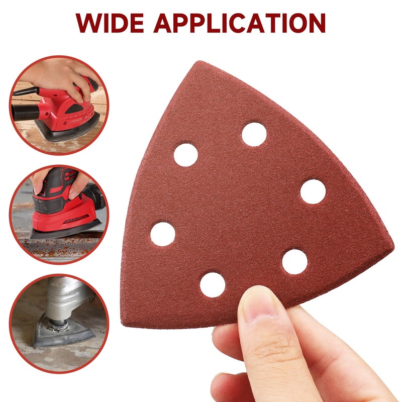 PMIQSA Pack of 90 80 Grit Delta Sandpaper Triangular Sanders