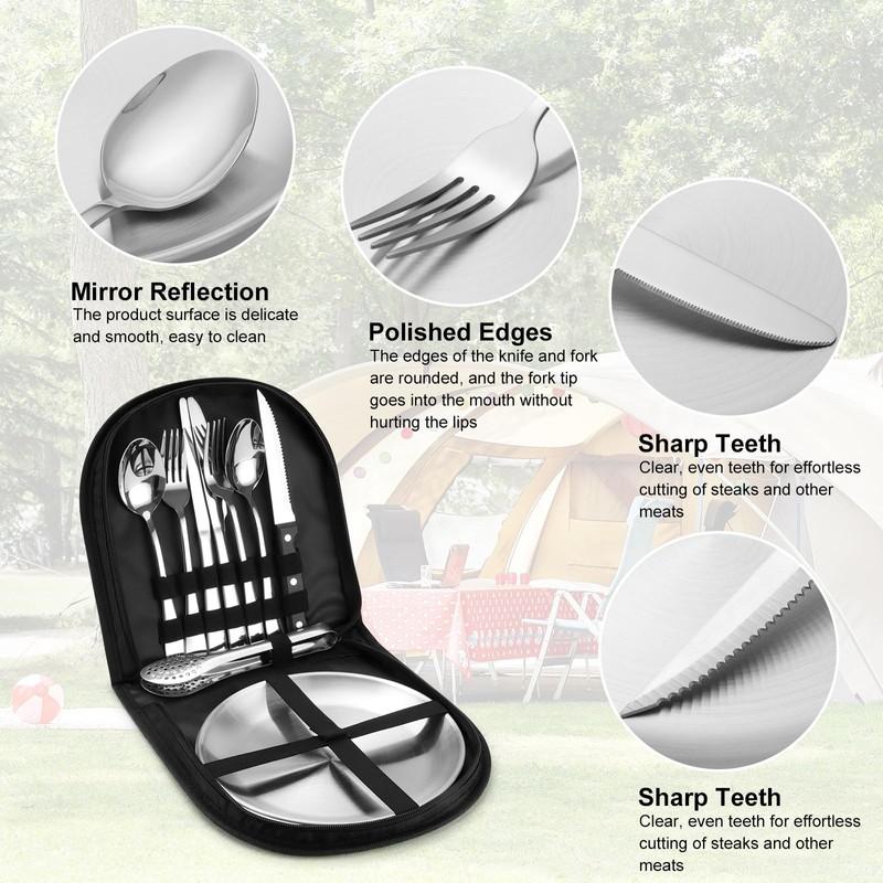 penobon Camping Crockery Set for 2 People, 10 Pieces Portable