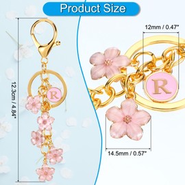 PATIKIL Initial Letter Flower Keychain, Alphabet R Enamel Charm Flower Keyring Keys Holder Bag Handbag Backpack Purse Accessories for Birthdays, Valentine's Day, Christmas, Pink