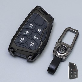Aoocar Mech Style Heavy Metal Key Fob Cover, Compatible with GMC Yukon Denali Sierra 2021/2022/2023/2024/2025~up, Fit for Chevy Silverado Suburban Tahoe Buick, Zinc Alloy Key Case (Type-D, 6 Buttons)