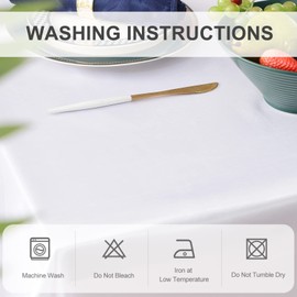 HEMEIREN Table Cloth Rectangula,145 x 280 cm (57 x 110 inches), Glossy Satin,Washable Tablecloth, White Table Cloth for Wedding, Banquet, Party, Celebration, Polyester Fibre