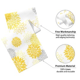 Dahlia Flower Table Runner 13x71 Inch Farmhouse Yellow Gray Runners Modern Table Decorations Rustic Geometric Coffee Table Runner for Home Kitchen Dining Room Party (13"x71", Dahlia Floral-Yellow)