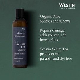 Westin White Tea Aloe Vitamin and Antioxidant-Packed Shampoo for All Hair Types - Signature Scent - Amenity Set of 2-8 ounce Bottles