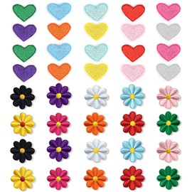 LEEQBCR 40 Pieces Iron on Patches Clothes Iron on Mini Patches Colorful Heart Patches for Embellishment and Repair Clothing/Decoration Crafts (Color), silver
