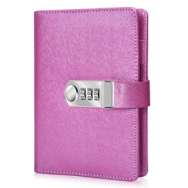 ARRLSDB - Diario de contraseña con cerradura, piel sintética, con combinación de bloqueo (diario de combinación cerrada), tamaño A6, 18,5 x 13,5 cm, Rosado