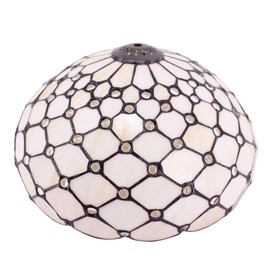 WERFACTORY Tiffany Lamp Shade Replacement 12X6 Inch Cream Amber Stained Glass Bead Lampshade Only with Cap fit for Table lamp Pendant Light Ceiling Fixture (Part Not Included)