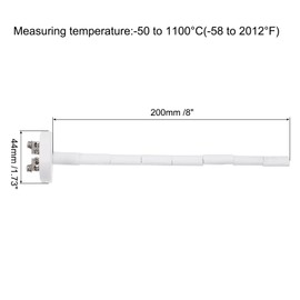 MECCANIXITY 2Pcs 8" K Type Ceramic Kiln Furnace Probe Thermocouple Sensor for Muffle Furnace Oven, High Temperature 0 to 1100°C 2x200mm