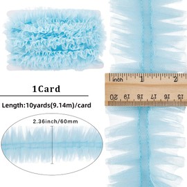 GORGECRAFT 10m x 6cm Pleated Mesh Lace Trim Light Blue Polyester Embroidery Gathered Ruffle Lace Ribbon Edge Trimming Applique for Sewing Costumes Wedding Home Decor Gift Wrapping Scrapbook