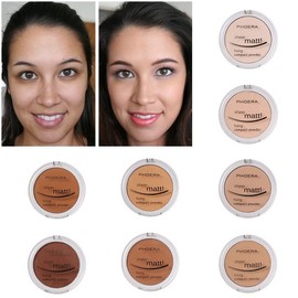 2 Pack PHOERA Matte Face Powder, Control Oil Brighten Skin Color Cover Blemish Makeup Face Setting Setting Powder Foundation。202- Natural Beig
