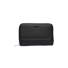 s.Oliver Faux Leather Wallet with Embossed Logo, black, Unit size