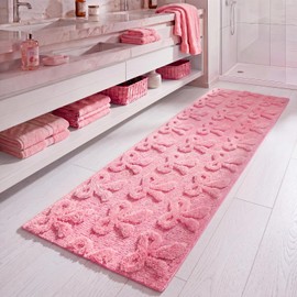 Tinideya Pink Bow Runner Rug 2'x5', Rug for Bath Dorm Coquette Bedroom