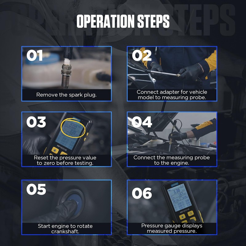 AUTOOL Digital Compression Tester Automotive Compression Gauge 0-426PSI 0~29bar for