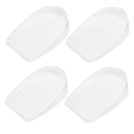 Ipetboom 2 Pairs Transparent Height Increase Insoles Skid Heel Cushion Inserts for Comfortable Footwear Breathable Gel Design for Plantar Relief and Posture