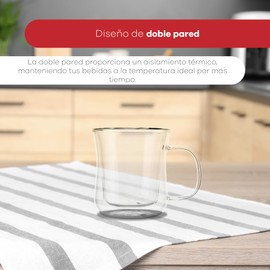 BERGNER Coffee & Tea Lovers - Double-Walled Drinking Cup 230 ml Borosilicate - Sturdy and Stylish - Ideal for Hot and Cold Drinks - Hand Wash Recommended