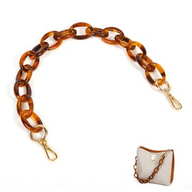 Xiazw Short Thick Resin Purse Bag Handles Shoulder Strap Replacement，Handbag Decoration Chain，Bag Accessories Charms (Brown with gold buckle)