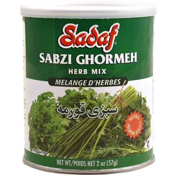 Sadaf Sabzi Ghormeh- Ghormeh Sabzi Dried Herbs Mix - Persian Spices for Cooking and Food Seasoning- Natural Herb Mix - Kosher - 2 Oz Can