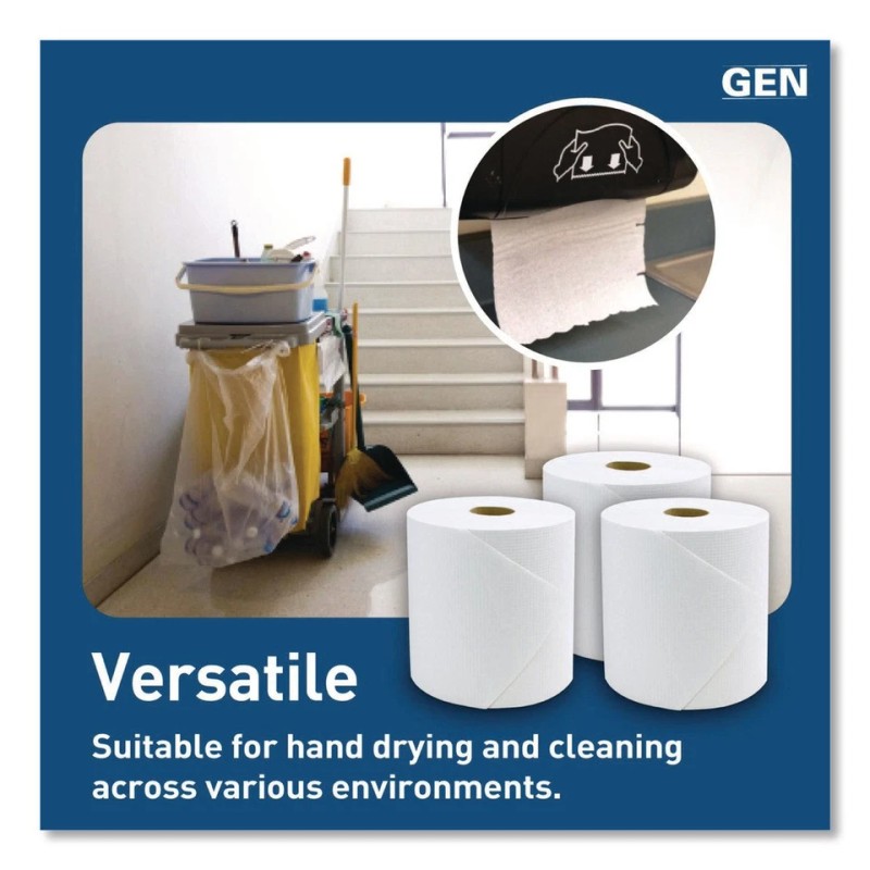 GEN GEN1820 1-Ply 8" x 800' Hardwound Roll Towels -