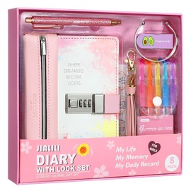 JIALILI Diary with Lock for Girls Ages 8-12, Kids Journal with Lock, Password Journal Notebook Kit for Teen Girls, 256 Pages Secrect Diary, Birthday Gifts for 6 7 8 9 10 11 12 Year Old Girls