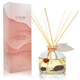 LOVSPA White Birch & Vanilla Reed Diffuser Set - Birch Bark & Smoked Vanilla Scent Diffuser for Home - Made in The USA