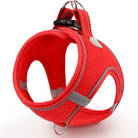 Joytale Dog Harness, Reflective Soft Padded Dog Harness, Breathable Air Mesh Chest Harness for Cats, Puppies, Small Dogs, XXS, Red