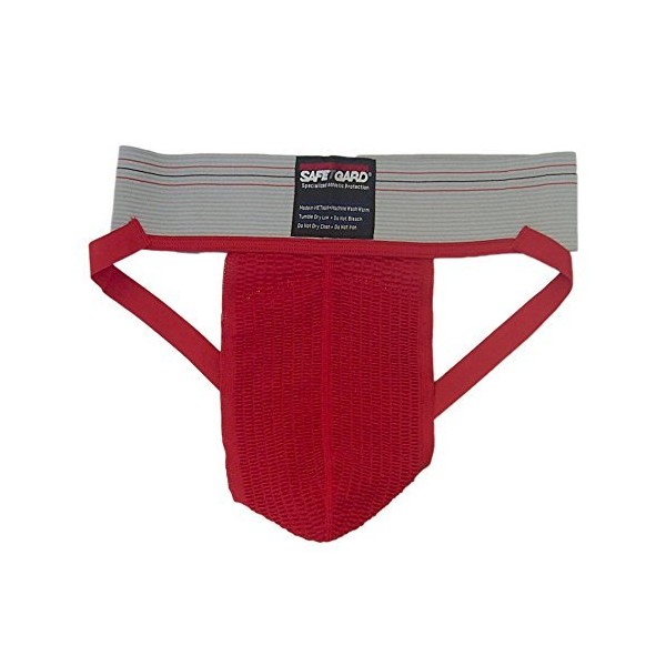 SafeTGard Adult Athletic Supporter Without Pocket (Red/Gray, Medium)