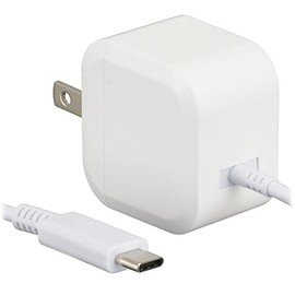 Ohm Electric AudioComm 01-7163 OHM AC Charger, Integrated Type C Cable, 2.4A, 3.9 ft (1.5 m), MAV-AC12W-W