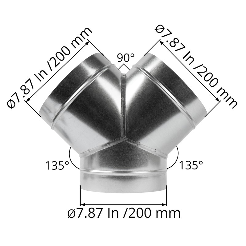 ECOPRO VENT 8" Inch 3 Way Metal Duct Splitter. 60