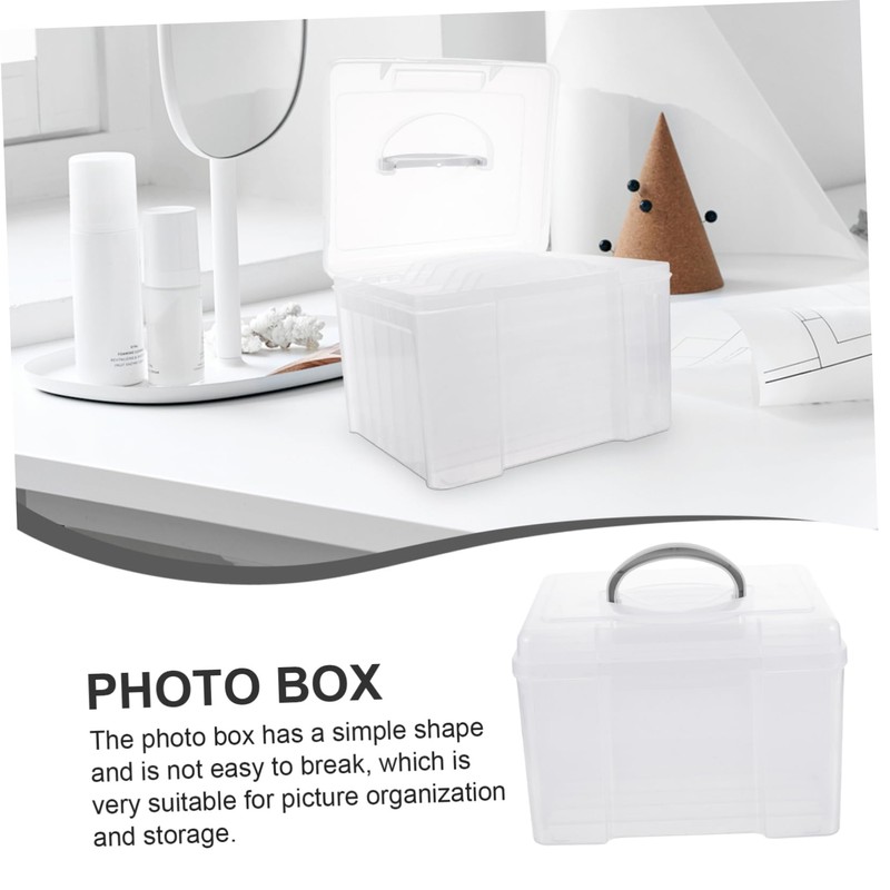 MERRYHAPY Sturdy Photo Storage Box Easy to Organize Portable Plastic