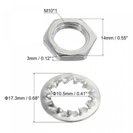 sourcing map Pack of 200 Lamp Tube Threaded Nuts with Gasket M10 Screw Thread Hex Fixings for Chandelier Ceiling Light Repair DIY Hardware