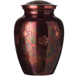 Best Friend Services Pet Urn - Ottillie Paws Legacy Memorial Pet Cremation Urns for Dogs and Cats Ashes Hand Carved Brass Memory Keepsake Urn (Raku, Horizontal, Brass, Medium)