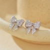 Dainty Crystal Bow S925 Sterling Silver Stud Earrings for Women