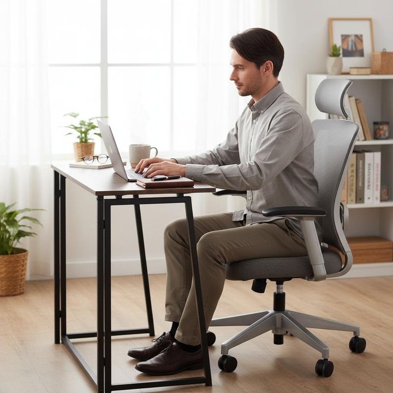 FurnitureR Folding Writing Desk, 31.5 Inches Foldable Home Office Desk,