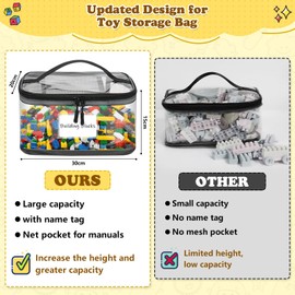 6 Pack Toy Storage Bags, Storage Bags with Zipper, Clear PVC Toy Kids Organiser for Building Blocks, Puzzles, Clay, Small Models, Board Games, Books (6 Pack-L)