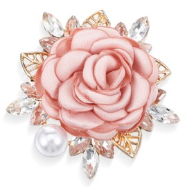 Rose Flower Brooch Pin for Women, Elegant Boutonniere for Men, Rose Flower Hair Clips, Crystal Pearl Fabric Flower Lapel Pin for Women Men Wedding Party Valentine's Day Gentleman's Essentials